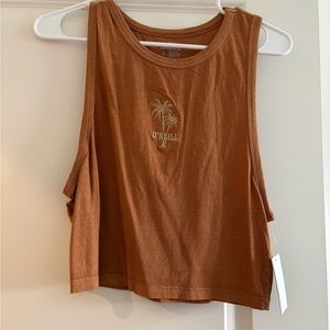 O'Neill Women's Tan Tank Top with Palm Tree Design